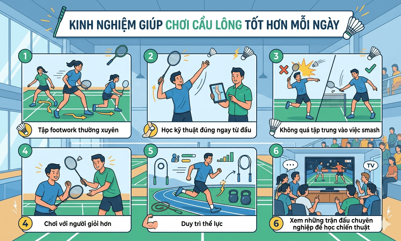 Kinh nghiệm giúp cho việc chơi cầu lông tốt hơn mỗi ngày